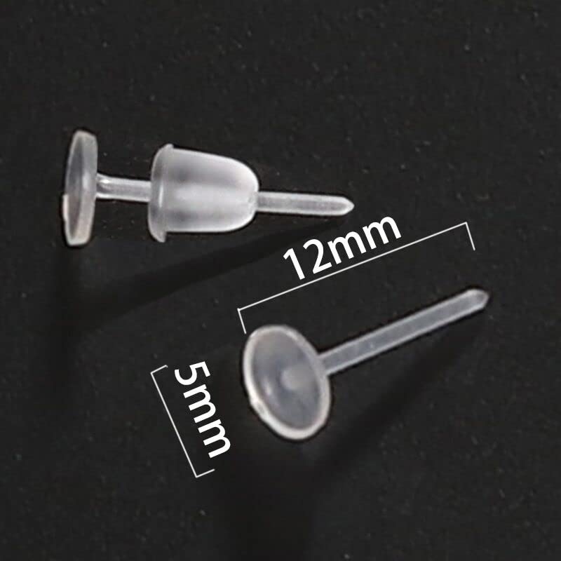 DSOMHZ Plastic Earrings,Clear Plastic Earrings Clear Earrings Plastic Post Earrings Plastic Earring Posts and Earring Backs Silicone Earrings Clear Stud Earrings 100 Pairs Back Earrings and Blank Pins Stud - Image 3
